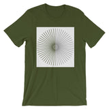 Half Blank Half Grey Cube Spokes White BG Unisex T-Shirt Abyssinian Kiosk Squares Bicycle Spokes Background Fashion Cotton Apparel Clothing Bella Canvas Original Art