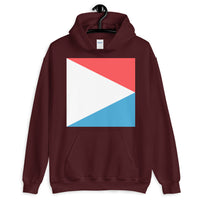 Red White Blue Triangle Square Unisex Hoodie Abyssinian Kiosk America USA Fashion Cotton Apparel Clothing Gildan Original Art