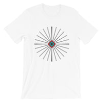 Black Cross Red Cyan Diamond Center Unisex T-Shirt Abyssinian Kiosk Fine Cross Radial Pattern Fashion Cotton Apparel Clothing Bella Canvas Original Art