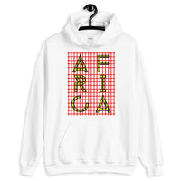 Africa Yellow Letters Red Grid Unisex Hoodie Abyssinian Kiosk Fashion Cotton Apparel Clothing Gildan Original Art