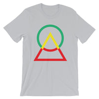 Green Yellow Red Circle Triangle Unisex T-Shirt Abyssinian Kiosk Harmonious Meeting Fashion Cotton Apparel Clothing Bella Canvas Original Art
