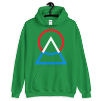 Red White Blue Circle Triangle Unisex Hoodie Abyssinian Kiosk Harmonious Meeting Fashion Cotton Apparel Clothing Gildan Original Art