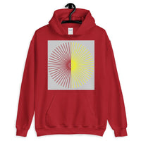 Half Blank Half Yellow Cube Spokes Grey BG Unisex Hoodie Abyssinian Kiosk Squares Bicycle Spokes Background Fashion Cotton Apparel Clothing Gildan Original Art