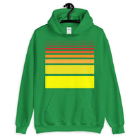 Red to Yellow Unisex Hoodie Bars and Lines Orange Abyssinian Kiosk Fashion Cotton Apparel Clothing Gildan Original Art