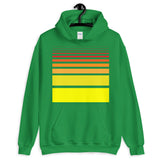 Red to Yellow Unisex Hoodie Bars and Lines Orange Abyssinian Kiosk Fashion Cotton Apparel Clothing Gildan Original Art