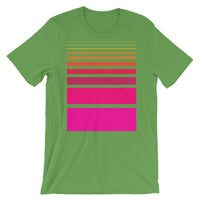 Pink to Yellow Unisex T-Shirt Thick Bars to Thin Lines Abyssinian Kiosk Fashion Cotton Apparel Clothing Bella Canvas Original Art