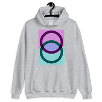 Black Rings Magenta Cyan Lines Unisex Hoodie Abyssinian Kiosk Fashion Cotton Apparel Clothing Gildan Original Art