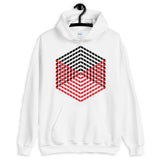 Red Black Cube Illusion Unisex Hoodie Abyssinian Kiosk 3D Bars Polygon Fashion Cotton Apparel Clothing Gildan Original Art