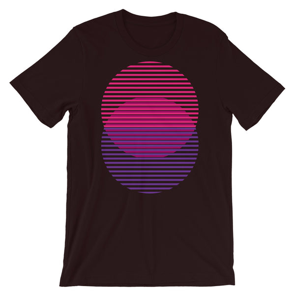 Pink to Purple Lined Circles Unisex T-Shirt Abyssinian Kiosk Joining Circles Fashion Cotton Apparel Clothing Bella Canvas Original Art