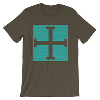 Cyan Lines Empty + Cross Unisex T-Shirt Abyssinian Kiosk Equal Arm Cross Christian Lines Bella Canvas Original Art Fashion Cotton Apparel Clothing