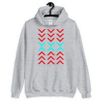 Arrows Down Up Red Cyan Unisex Hoodie Abyssinian Kiosk Fashion Cotton Apparel Clothing Gildan Original Art