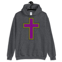Black Yellow Magenta Maze Cross Unisex Hoodie Abyssinian Kiosk Christian Jesus Religion Lined Latin Cross Gildan Original Art Fashion Cotton Apparel Clothing