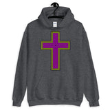 Black Yellow Magenta Maze Cross Unisex Hoodie Abyssinian Kiosk Christian Jesus Religion Lined Latin Cross Gildan Original Art Fashion Cotton Apparel Clothing