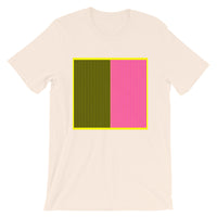 Yellow Back Black Magenta Lines Unisex T-Shirt Square Abyssinian Kiosk Fashion Cotton Apparel Clothing Bella Canvas Original Art 