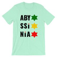 Abyssinia Black Letters Stars of David Unisex T-Shirt Ethiopian Lion of Judah Abyssinian Kiosk Abyssinia Ethiopia Flag