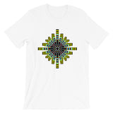 Psychedelic Waffle Cross Unisex T-Shirt Trip Trippy Colorful Ethiopian Coptic Orthodox Abyssinian Kiosk Christian Bella Canvas Original Art Abyssinian Kiosk Fashion Cotton Apparel Clothing