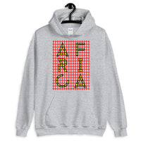 Africa Yellow Letters Red Grid Unisex Hoodie Abyssinian Kiosk Fashion Cotton Apparel Clothing Gildan Original Art