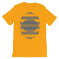 Grey Lined Circles Unisex T-Shirt Abyssinian Kiosk Joining Circles Fashion Cotton Apparel Clothing Bella Canvas Original Art