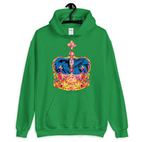 Funky Crown Blue Unisex Hoodie Abyssinian Kiosk Empress Menen Crown Haile Selassie Colors African Royal Royalty Fashion Cotton Apparel Clothing Gildan Original Art