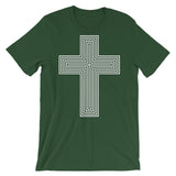 White & Empty Maze Cross Unisex T-Shirt Abyssinian Kiosk Christian Jesus Religion Lined Latin Cross Bella Canvas Original Art Fashion Cotton Apparel Clothing
