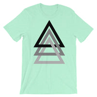 3 Triangles Black to Grey Unisex T-Shirt Abyssinian Kiosk Fashion Cotton Apparel Clothing Bella Canvas Original Art