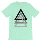 3 Triangles Black to Grey Unisex T-Shirt Abyssinian Kiosk Fashion Cotton Apparel Clothing Bella Canvas Original Art