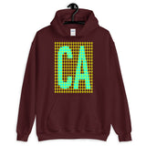 Cyan Yellow Grid CA Unisex Hoodie Gildan Original Art Abyssinian Kiosk Fashion Cotton Apparel Clothing California State America US