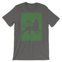 Green Diagonal Lines Blank Lion Unisex T-Shirt Ethiopian Lion of Judah Abyssinian Kiosk Ethiopia Bella Canvas Original Art Fashion Cotton Apparel Clothing