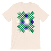 Dark Green & Navy Blue Cross Pattern Unisex T-Shirt Abyssinian Kiosk Ethiopian Coptic Orthodox Tewahedo Christian Bella Canvas Original Art Fashion Cotton Apparel Clothing