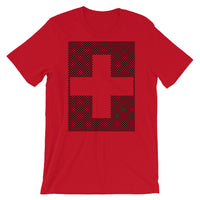 Black Criss Empty Cross Unisex T-Shirt Abyssinian Kiosk Equal Arm Cross Christian Criss Cross Lines Bella Canvas Original Art Fashion Cotton Apparel Clothing