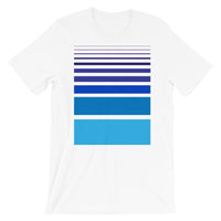 Purple to Blue Unisex T-Shirt Bars and Lines Orange Abyssinian Kiosk Fashion Cotton Apparel Clothing Bella Canvas Original Art 