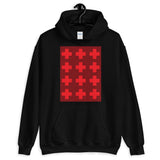 Criss Cross Red Unisex Hoodie Abyssinian Kiosk 12 Small Equal Arm Crosses Christian Gildan Original Art Fashion Cotton Apparel Clothing