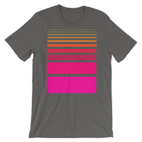 Pink to Yellow Unisex T-Shirt Thick Bars to Thin Lines Abyssinian Kiosk Fashion Cotton Apparel Clothing Bella Canvas Original Art