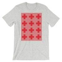 Criss Cross Red Unisex T-Shirt Abyssinian Kiosk 12 Small Equal Arm Crosses Christian Bella Canvas Original Art Fashion Cotton Apparel Clothing