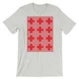 Criss Cross Red Unisex T-Shirt Abyssinian Kiosk 12 Small Equal Arm Crosses Christian Bella Canvas Original Art Fashion Cotton Apparel Clothing