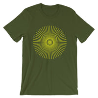 Yellow Cube Spokes Unisex T-Shirt Abyssinian Kiosk Squares Bicycle Spokes Fashion Cotton Apparel Clothing Bella Canvas Original Art 