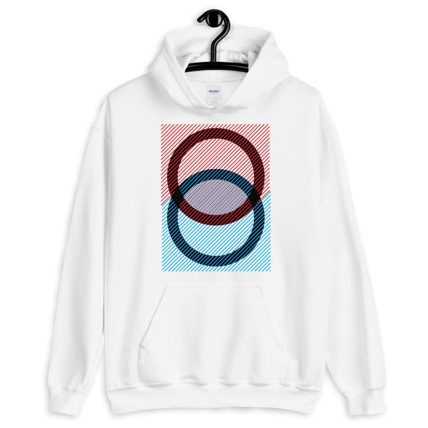 Black Rings Red Blue Lines Unisex Hoodie Abyssinian Kiosk Fashion Cotton Apparel Clothing Gildan Original Art