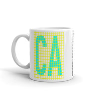 Cyan Yellow Grid CA Kaffa Mug