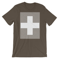 White Criss White Cross Unisex T-Shirt Abyssinian Kiosk Equal Arm Cross Christian Criss Cross Lines Bella Canvas Original Art Fashion Cotton Apparel Clothing