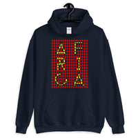 Africa Yellow Letters Red Grid Unisex Hoodie Abyssinian Kiosk Fashion Cotton Apparel Clothing Gildan Original Art