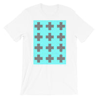 Criss Cross Cyan Black Unisex T-Shirt Abyssinian Kiosk 12 Small Equal Arm Crosses Christian Bella Canvas Original Art Fashion Cotton Apparel Clothing