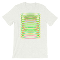 Green Yellow Red Ellipse Unisex T-Shirt Abyssinian Kiosk Contained Chaos of Hovering Ellipses Fashion Cotton Apparel Clothing Bella Canvas Original Art