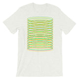 Green Yellow Red Ellipse Unisex T-Shirt Abyssinian Kiosk Contained Chaos of Hovering Ellipses Fashion Cotton Apparel Clothing Bella Canvas Original Art