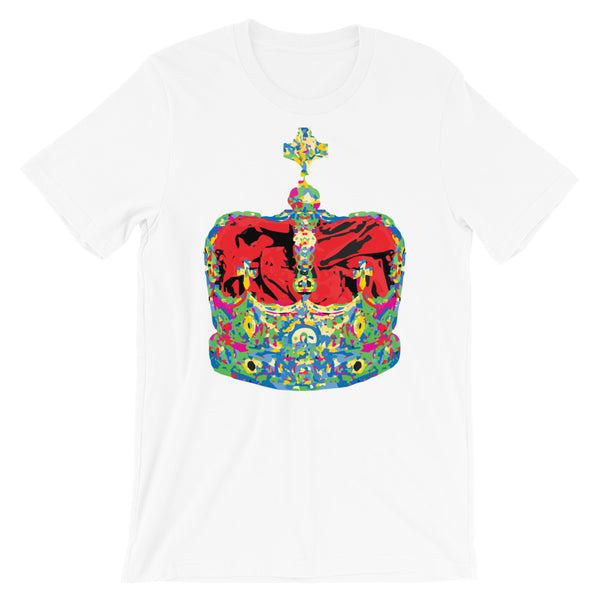 Funky Crown Red Unisex T-Shirt Abyssinian Kiosk Empress Menen Crown Haile Selassie Colors African Royal Royalty Fashion Cotton Apparel Clothing Bella Canvas Original Art