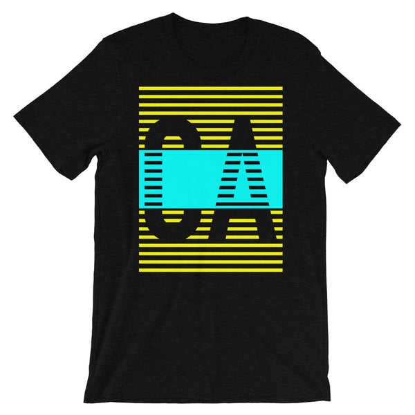 Yellow Cyan CA Unisex T-Shirt Abyssinian Kiosk California State Fashion Cotton Apparel Clothing Bella Canvas Original Art