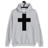 Black Latin Cross Unisex Hoodie Abyssinian Kiosk Christian Jesus Religion Wide Line Latin Cross Gildan Original Art Fashion Cotton Apparel Clothing