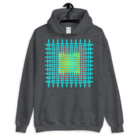 Cyan Red Yellow Ellipses Unisex Hoodie Abyssinian Kiosk Fashion Ellipses Inside Ellipses Cotton Apparel Clothing Gildan Original Art