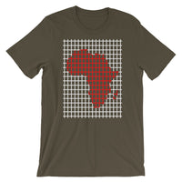 Red Africa White Grid Unisex T-Shirt Abyssinian Kiosk Fashion Cotton Apparel Clothing Bella Canvas Original Art 