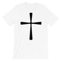 Black Solid Curved T Cross Unisex T-Shirt Abyssinian Kiosk Ethiopian Coptic Latin Christian Bella Canvas Original Art Fashion Cotton Apparel Clothing