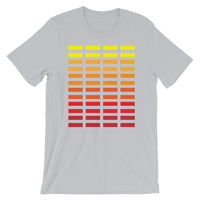 Yellow to Red Grid Bars Unisex T-Shirt Abyssinian Kiosk Rectangle Bars Spaced Evenly Grid Pattern Fashion Cotton Apparel Clothing Bella Canvas Original Art